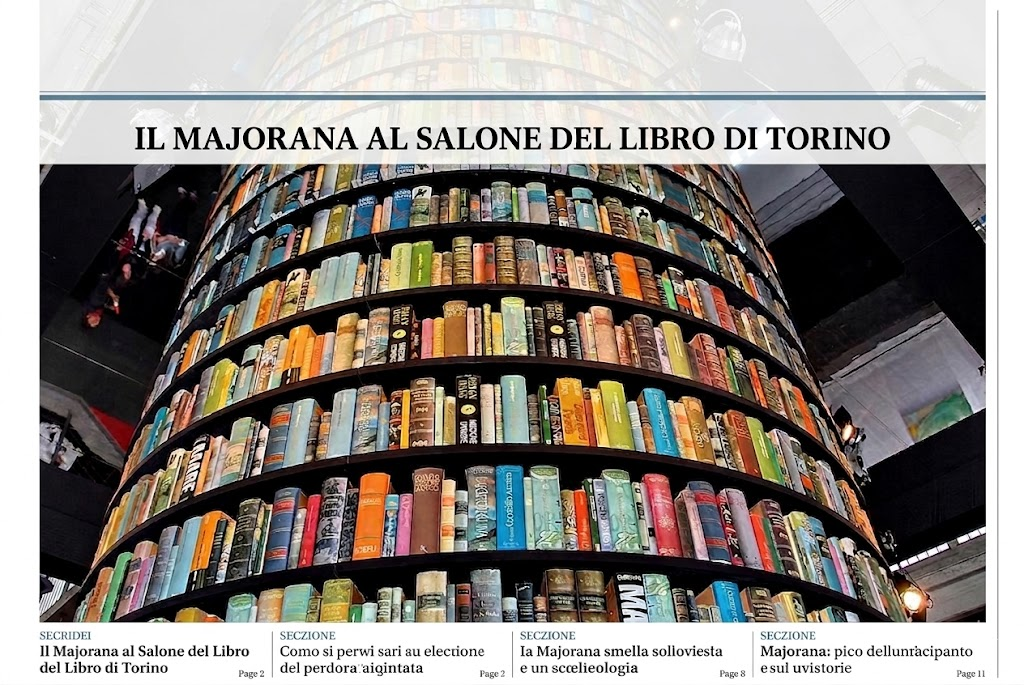 Prima pagina proposta dalla redazione: «Il Majorana al Salone del Libro di Torino».
